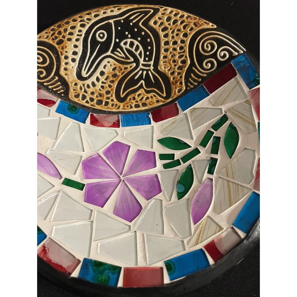 Handcrafted Art Pottery Mosaic Multicolored Trinket Bowl